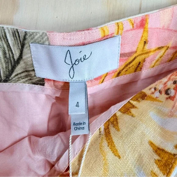 Joie Jaklynn Tropical Linen Tie Waist Shorts NWT Size 4 - Picture 3 of 12